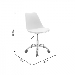 Καρέκλα γραφείου εργασίας Gaston II pakoworld PP-PU λευκό (48x57x80εκ)