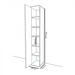 Ντουλάπι-στήλη Juan pakoworld λευκό 30x35x177εκ