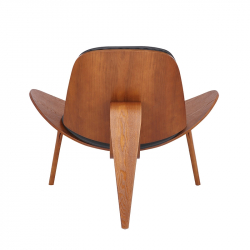 Πολυθρόνα Vilma pakoworld PU μαύρο- plywood καρυδί 90x73x75εκ