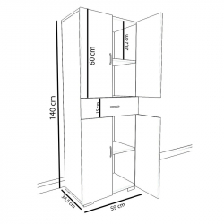 Ντουλάπα-στήλη Milou pakoworld λευκό 59x34.5x140εκ