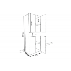 Ντουλάπα-στήλη Milou pakoworld λευκό 59x34.5x140εκ