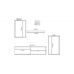 Σύνθετο σαλονιού Zafira pakoworld sonoma-λευκό 190x35x190εκ