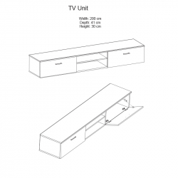 Σύνθετο σαλονιού Salome pakoworld LED wenge 200x41x190εκ