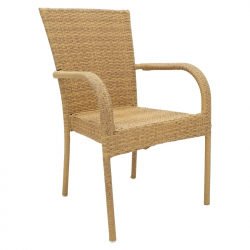 Πολυθρόνα Laura pakoworld μέταλλο-pe rattan φυσικό (58x58x90εκ)
