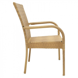 Πολυθρόνα Laura pakoworld μέταλλο-pe rattan φυσικό (58x58x90εκ)