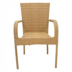 Πολυθρόνα Laura pakoworld μέταλλο-pe rattan φυσικό (58x58x90εκ)