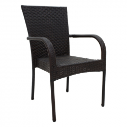 Πολυθρόνα Laura pakoworld μέταλλο-pe rattan καφέ (58x58x90εκ)