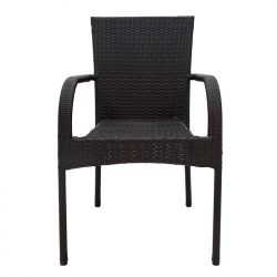 Πολυθρόνα Laura pakoworld μέταλλο-pe rattan καφέ (58x58x90εκ)