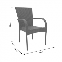 Πολυθρόνα Laura pakoworld μέταλλο-pe rattan καφέ (58x58x90εκ)