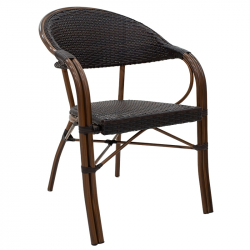 Πολυθρόνα Paula pakoworld μέταλλο-pe rattan καφέ (60x56x85εκ)