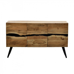 Μπουφές Imena pakoworld μασίφ ξύλο 4εκ φυσικό-μαύρο 148x43.5x86εκ