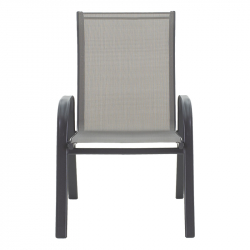 Πολυθρόνα Calan pakoworld στοιβαζόμενη μέταλλο ανθρακί-textilene ανθρακί 55x75x95εκ