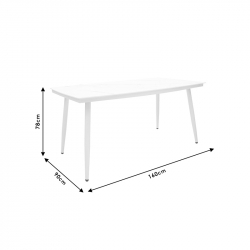 Τραπέζι Zeren pakoworld μέταλλο λευκό-γυαλί 160x90x78εκ
