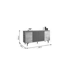 Μπουφές Augusta pakoworld oak-ανθρακί 160x40x78.5εκ
