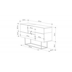 Μπουφές Roberta pakoworld καρυδί-μαύρο μαρμάρου 145x40x82εκ
