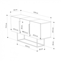 Μπουφές Estella pakoworld φυσικό-καρυδί 150x42x79.5εκ