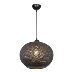 Φωτιστικό οροφής μονόφωτο Leshia pakoworld Ε27 μαύρο Φ38x75εκ