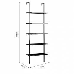Βιβλιοθήκη Harris pakoworld μαύρο 70x22x200εκ