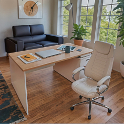 Καρέκλα γραφείου διευθυντή Sonar pakoworld pu κρεμ (61x57x120εκ)