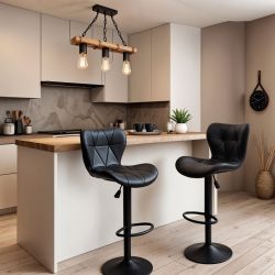 Σκαμπό μπαρ Coozy pakoworld πτυσσόμενο μεταλλικό μαύρο ματ με pu χρώμα μαύρο (45x47x90εκ)