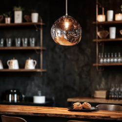 Φωτιστικό οροφής μονόφωτο Gloine pakoworld E27 σε copper απόχρωση Φ28x60εκ