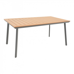 Τραπέζι Griffith pakoworld μαύρο αλουμίνιο και plywood σε φυσική απόχρωση 160x80x74εκ