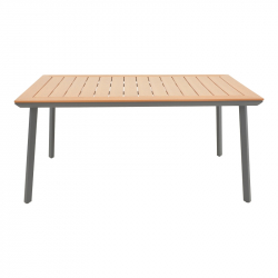 Τραπέζι Griffith pakoworld μαύρο αλουμίνιο και plywood σε φυσική απόχρωση 160x80x74εκ