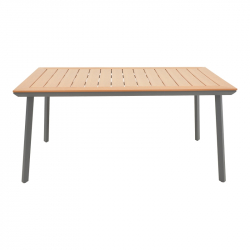 Τραπέζι Griffith pakoworld μαύρο αλουμίνιο και plywood σε φυσική απόχρωση 160x80x74εκ