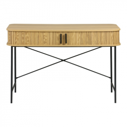 Κονσόλα Scandi pakoworld MDF/Metal σε φυσική απόχρωση με μεταλλικά μαύρα πόδια 120x60x76,5εκ