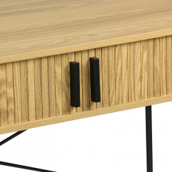 Κονσόλα Scandi pakoworld MDF/Metal σε φυσική απόχρωση με μεταλλικά μαύρα πόδια 120x60x76,5εκ