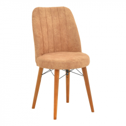 Καρέκλα Nevis I pakoworld antique καφέ ύφασμα-καρυδί πόδι (47x50x91εκ)