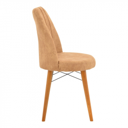 Καρέκλα Nevis I pakoworld antique καφέ ύφασμα-καρυδί πόδι (47x50x91εκ)