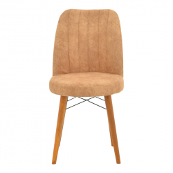 Καρέκλα Nevis I pakoworld antique καφέ ύφασμα-καρυδί πόδι (47x50x91εκ)