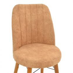 Καρέκλα Nevis I pakoworld antique καφέ ύφασμα-καρυδί πόδι (47x50x91εκ)