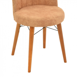 Καρέκλα Nevis I pakoworld antique καφέ ύφασμα-καρυδί πόδι (47x50x91εκ)