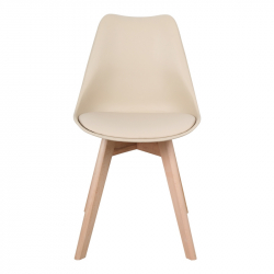 Καρέκλα Gaston pakoworld PP-PU taupe απόχρωση- φυσικό πόδι 58x47x85εκ