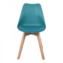 Καρέκλα Gaston pakoworld PP-PU μπλε απόχρωση- φυσικό πόδι 58x47x85εκ