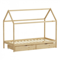 Παιδικό κρεβάτι Mellin τ.Montessori με 2 συρτάρια pakoworld ξύλο πεύκου σε φυσική απόχρωση 90x190εκ