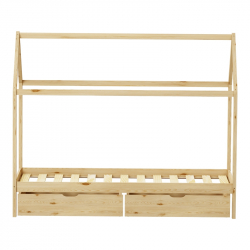 Παιδικό κρεβάτι Mellin τ.Montessori με 2 συρτάρια pakoworld ξύλο πεύκου σε φυσική απόχρωση 90x190εκ