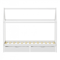 Παιδικό κρεβάτι Mellin τ.Montessori με 2 συρτάρια pakoworld ξύλο πεύκου σε λευκή απόχρωση 90x190εκ