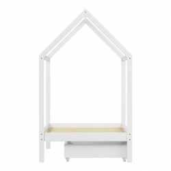 Παιδικό κρεβάτι Mellin τ.Montessori με 2 συρτάρια pakoworld ξύλο πεύκου σε λευκή απόχρωση 90x190εκ