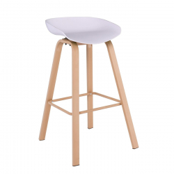 PENT Σκαμπό Bar, Μέταλλο Βαφή Φυσικό, PP Άσπρο  49x52x72/84cm