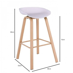 PENT Σκαμπό Bar, Μέταλλο Βαφή Φυσικό, PP Άσπρο  49x52x72/84cm