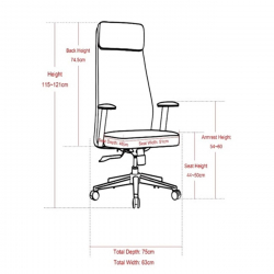 BF8800 Πολυθρόνα Γραφείου Διευθυντή, Pu Μαύρο, Βάση &  68x68x120/128cm