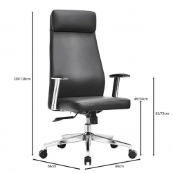 BF8800 Πολυθρόνα Γραφείου Διευθυντή, Pu Μαύρο, Βάση &  68x68x120/128cm