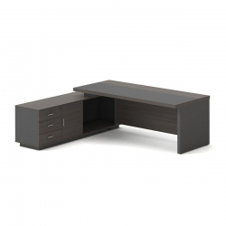 VIP Γραφείο Αριστερή Γωνία, Απόχρωση Grey Walnut  180x90x75/180x50x62 cm
