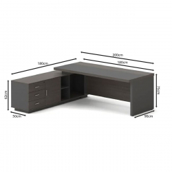 VIP Γραφείο Αριστερή Γωνία, Απόχρωση Grey Walnut  180x90x75/180x50x62 cm