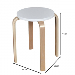 HAMILTON Σκαμπό Βοηθητικό, Στοιβαζόμενο, Απόχρωση Σημύδα - Άσπρο  Φ32cm H.45cm