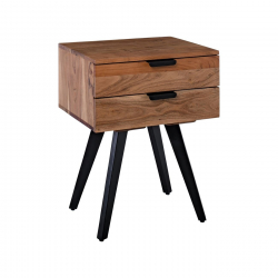 ANKO Κομοδίνο Μέταλλο Βαφή Μαύρο, Ξύλο Ακακία Φυσικό  47x35x65cm