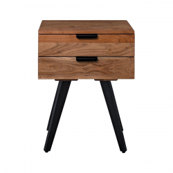 ANKO Κομοδίνο Μέταλλο Βαφή Μαύρο, Ξύλο Ακακία Φυσικό  47x35x65cm